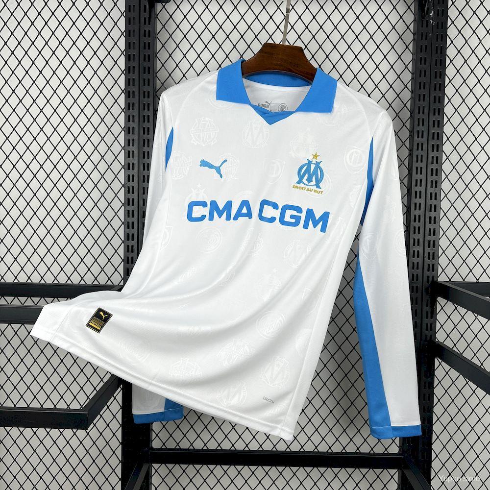 Camiseta de fútbol Marseille 2025/26 LOCAL MANGA LARGA VERSION FAN